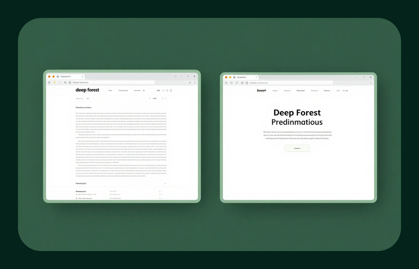 Two browser windows showing the new Trailbound site — a hero-led homepage and a readable content page
